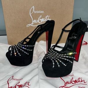 $1595 Christian Louboutin Vegastrassima Alta Crystal Sandals - Sz 8.5 US 38.5